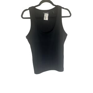 Veronica Beard Women's M Black Ribbed Cotton Tank Top Sleeveless Casual Basic